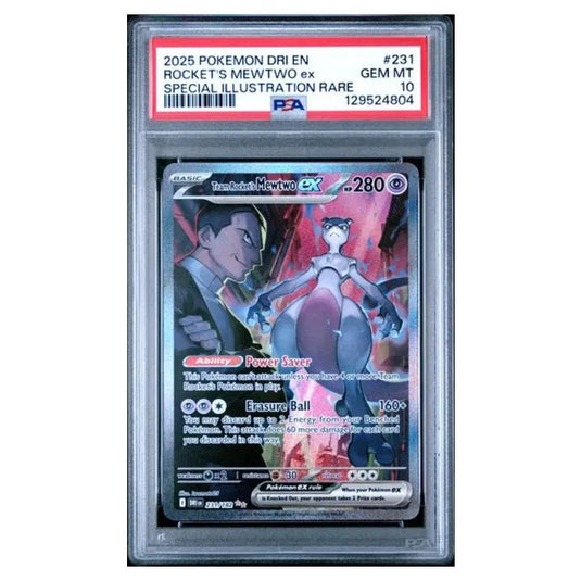 Pokémon - Destined Rivals - Team Rocket's MewTwo ex 231/182 - (PSA 10 Graded Slab)