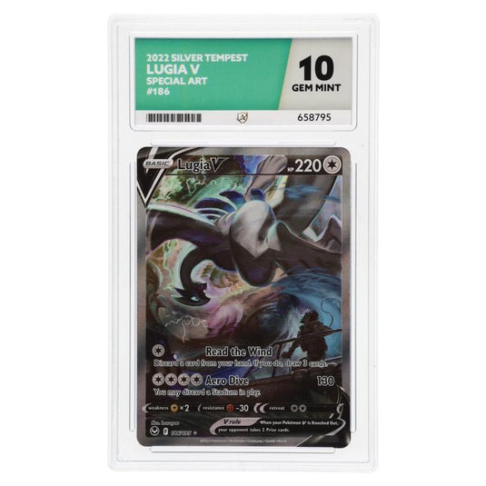 Pokémon - Sword & Shield - Silver Tempest - Lugia V 186/195 (ACE Colour Label 10 Graded Slab)