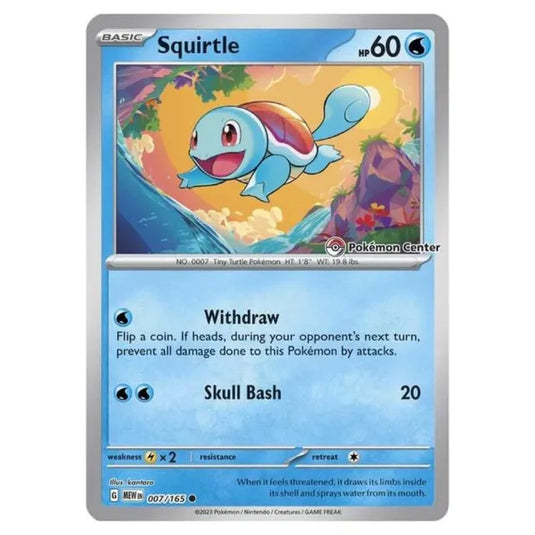 Pokemon - Scarlet & Violet - 151 - Squirtle - 007/165 - (Pokemon Center Stamp)