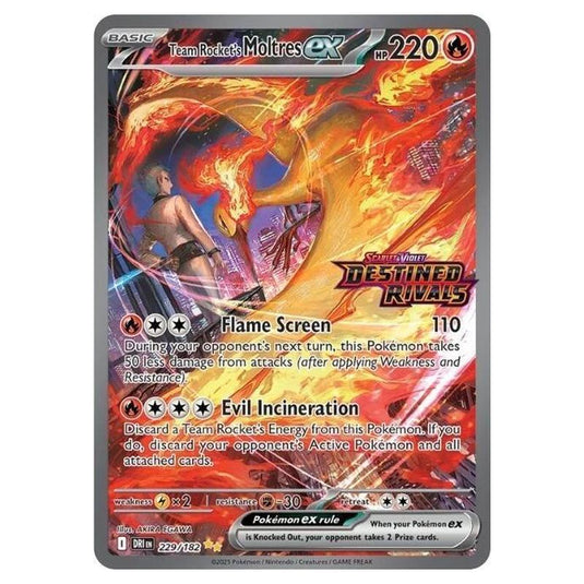 Pokemon - Scarlet & Violet - Destined Rivals - Team Rocket's Moltres ex - 229/182 (Stamped UPC Promo)