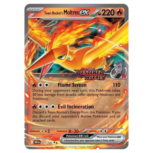 Pokemon - Scarlet & Violet - Destined Rivals - Team Rocket's Moltres ex - 031/182 (Stamped UPC Promo)