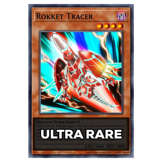 Rokket Tracer RA05-EN015 card from the Yu-Gi-Oh! set Rarity Collection 5