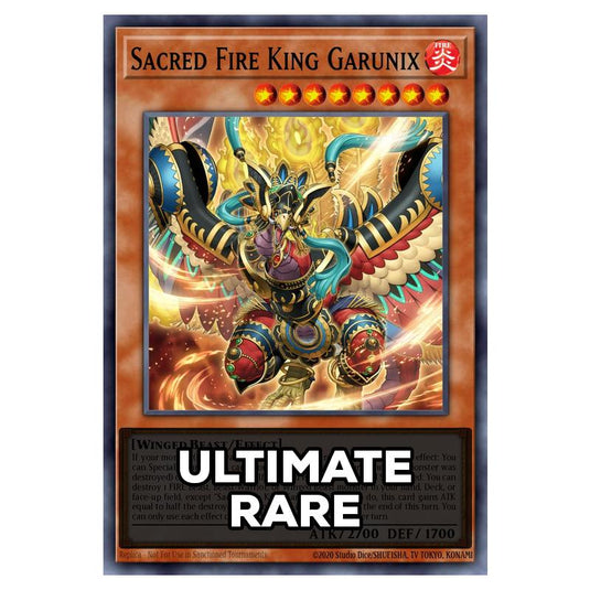 Sacred Fire King Garunix RA05-EN031 card from the Yu-Gi-Oh! set Rarity Collection 5