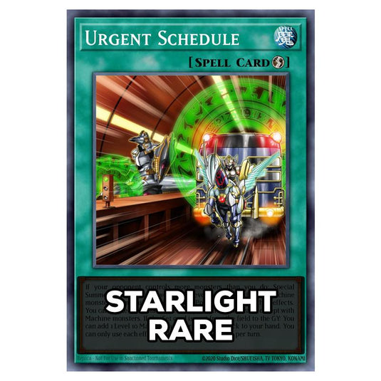 Urgent Schedule RA05-EN064 card from the Yu-Gi-Oh! set Rarity Collection 5