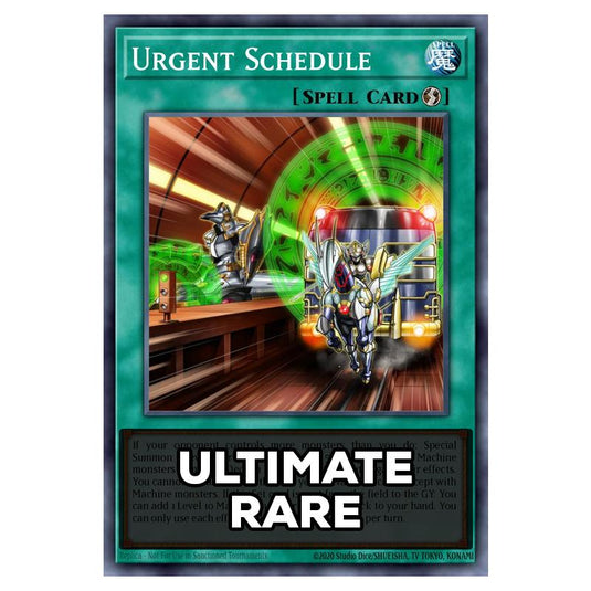 Urgent Schedule RA05-EN064 card from the Yu-Gi-Oh! set Rarity Collection 5