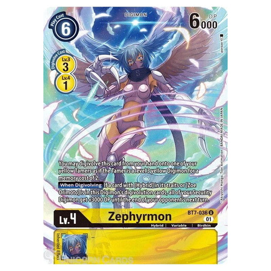 Digimon Card Game - Promos: Dimensional Phase (BT7) - Zephyrmon (Uncommon) - BT7-036 (Alt Art)