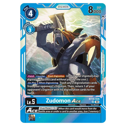 Digimon Card Game - BT14 - Blast Ace - Zudomon - (Super Rare)