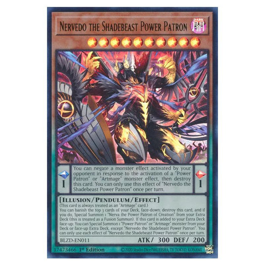 Yu-Gi-Oh! - Blazing Dominion - Nervedo the Shadebeast Power Patron (Starlight Rare) - BLZD-EN011