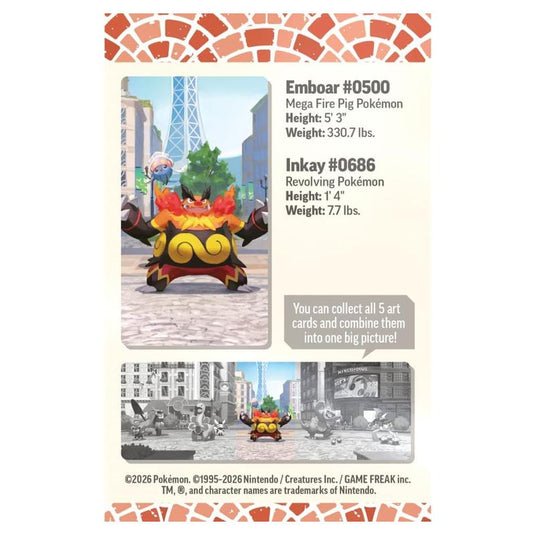 Pokemon - Mega Evolution - Lumiose City - Mini Tins - Emboar & Inkay Art Card