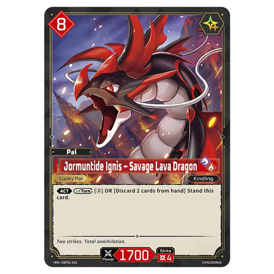 Jormuntide Ignis – Savage Lava Dragon  card from the Palworld set Dawn of Palpagos