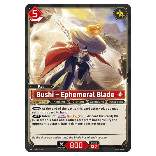 Bushi – Ephemeral Blade  card from the Palworld set Dawn of Palpagos