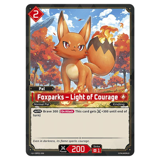 Foxparks – Light of Courage  card from the Palworld set Dawn of Palpagos