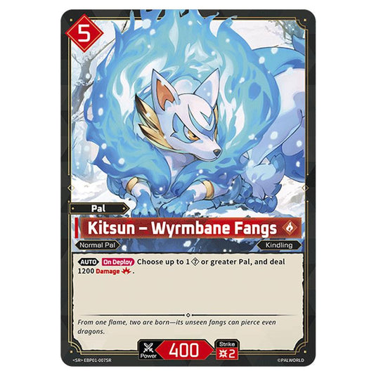 Kitsun – Wyrmbane Fangs  card from the Palworld set Dawn of Palpagos