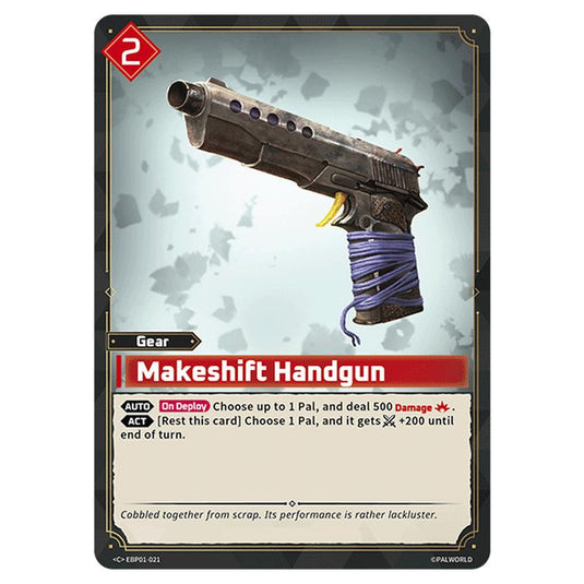 Makeshift Handgun  card from the Palworld set Dawn of Palpagos
