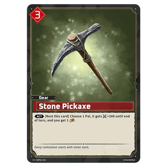 Stone Pickaxe  card from the Palworld set Dawn of Palpagos
