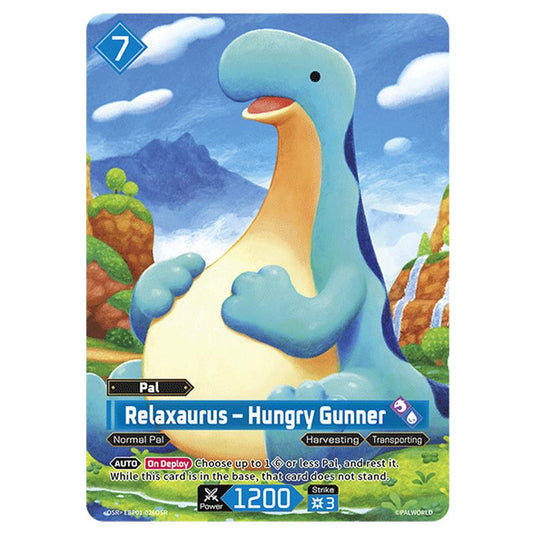 Relaxaurus – Hungry Gunner  card from the Palworld set Dawn of Palpagos