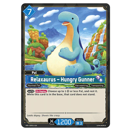 Relaxaurus – Hungry Gunner  card from the Palworld set Dawn of Palpagos