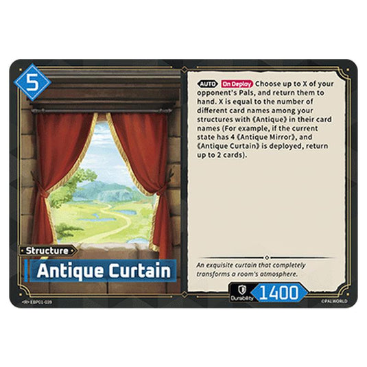 Antique Curtain  card from the Palworld set Dawn of Palpagos