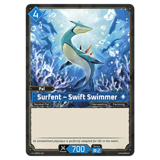 Surfent – Swift Swimmer  card from the Palworld set Dawn of Palpagos