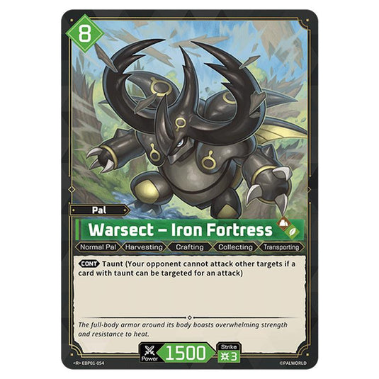 Warsect – Iron Fortress  card from the Palworld set Dawn of Palpagos