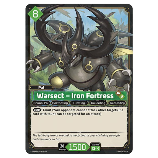 Warsect – Iron Fortress  card from the Palworld set Dawn of Palpagos