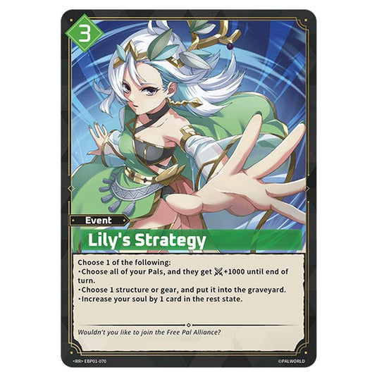 Lily's Strategy  card from the Palworld set Dawn of Palpagos