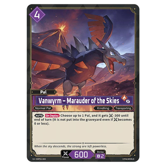 Vanwyrm – Marauder of the Skies  card from the Palworld set Dawn of Palpagos