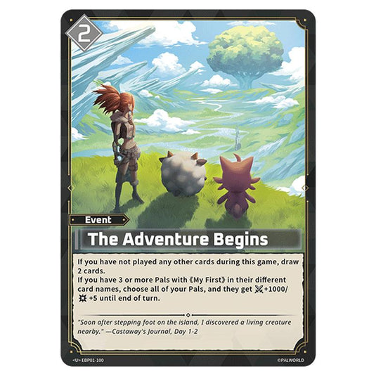 The Adventure Begins  card from the Palworld set Dawn of Palpagos