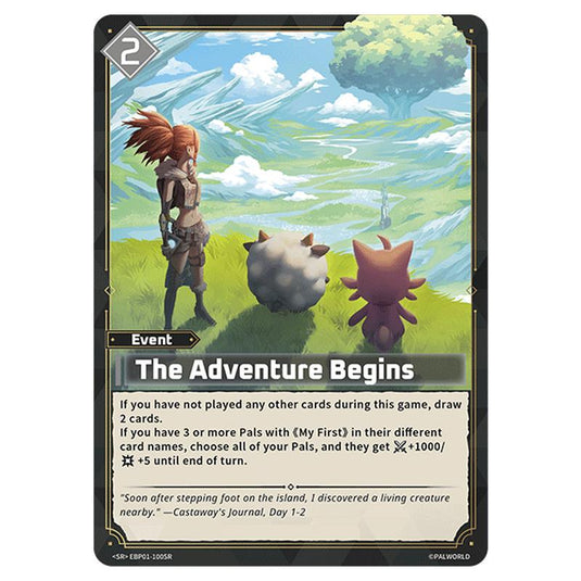 The Adventure Begins  card from the Palworld set Dawn of Palpagos
