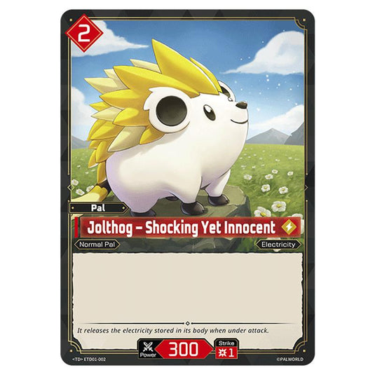 Jolthog – Shocking Yet Innocent  card from the Palworld set Dawn of Palpagos