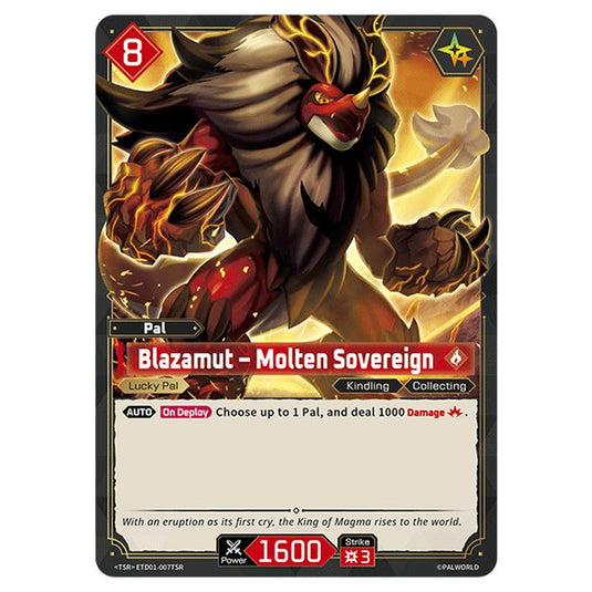 Blazamut – Molten Sovereign  card from the Palworld set Dawn of Palpagos