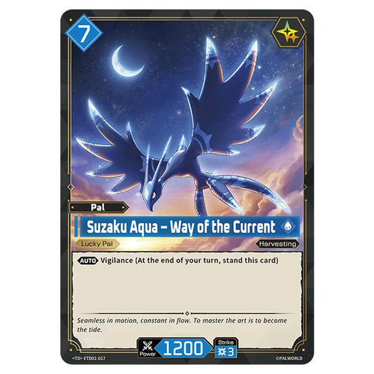 Suzaku Aqua – Way of the Current  card from the Palworld set Dawn of Palpagos