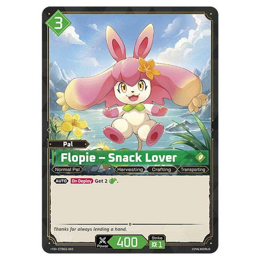 Flopie – Snack Lover  card from the Palworld set Dawn of Palpagos