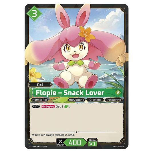 Flopie – Snack Lover  card from the Palworld set Dawn of Palpagos