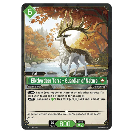 Eikthyrdeer Terra – Guardian of Nature  card from the Palworld set Dawn of Palpagos