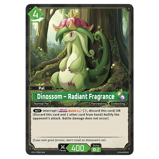 Dinossom – Radiant Fragrance  card from the Palworld set Dawn of Palpagos