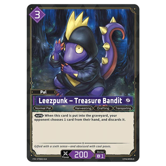 Leezpunk – Treasure Bandit  card from the Palworld set Dawn of Palpagos