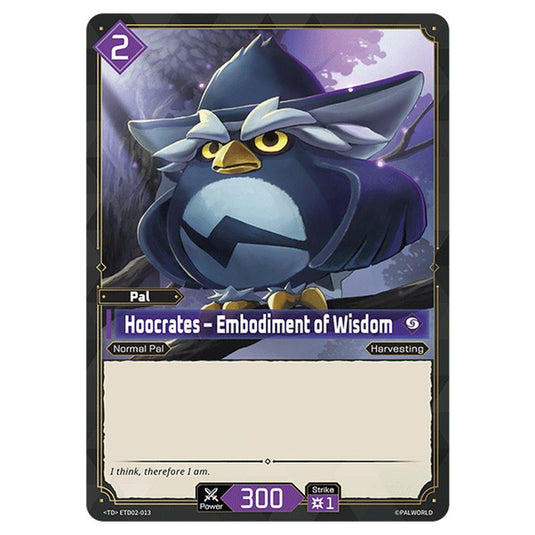 Hoocrates – Embodiment of Wisdom  card from the Palworld set Dawn of Palpagos