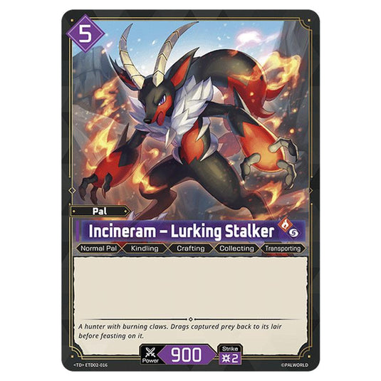 Incineram – Lurking Stalker  card from the Palworld set Dawn of Palpagos