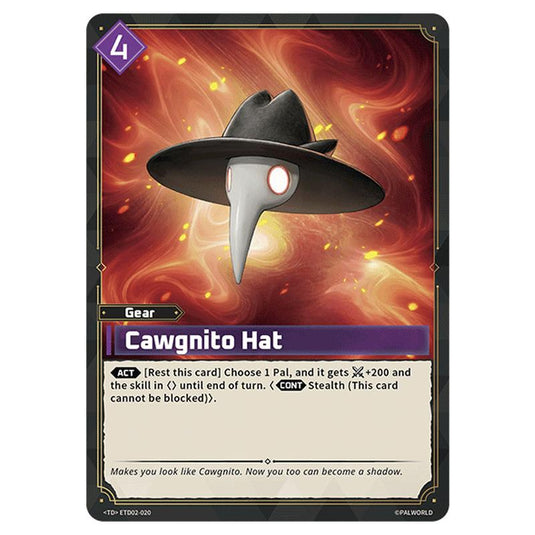 Cawgnito Hat  card from the Palworld set Dawn of Palpagos