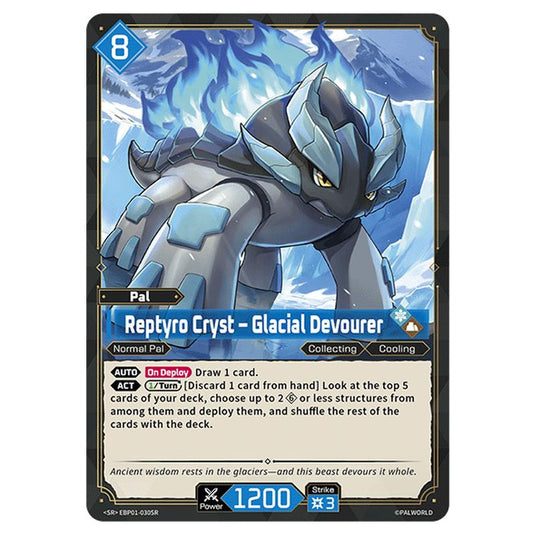Reptyro Cryst – Glacial Devourer  card from the Palworld set Dawn of Palpagos