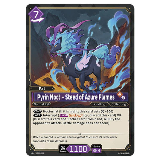 Pyrin Noct – Steed of Azure Flames  card from the Palworld set Dawn of Palpagos