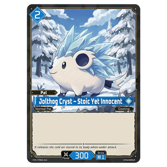 Jolthog Cryst – Stoic Yet Innocent  card from the Palworld set Dawn of Palpagos
