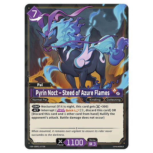Pyrin Noct – Steed of Azure Flames  card from the Palworld set Dawn of Palpagos