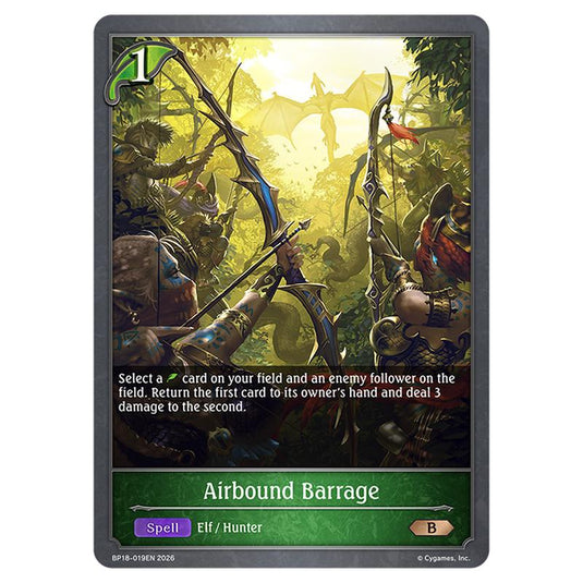 Airbound Barrage BP18-019EN card from the Shadowverse: Evolve set Neometropolis