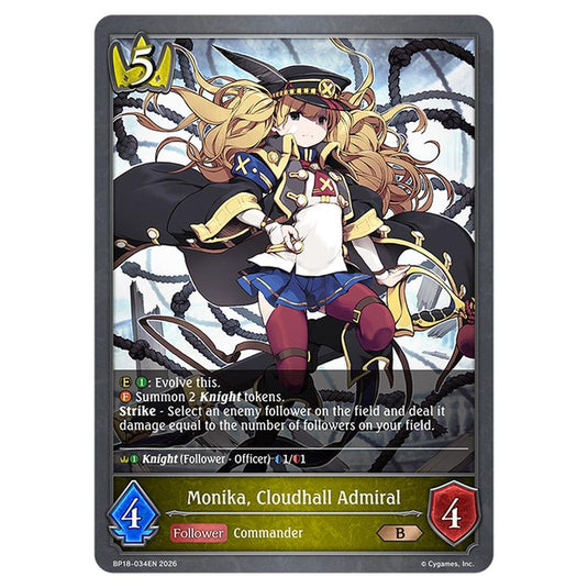 Monika, Cloudhall Admiral BP18-034EN card from the Shadowverse: Evolve set Neometropolis