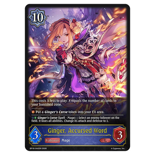 Ginger, Accursed Word BP18-042EN card from the Shadowverse: Evolve set Neometropolis