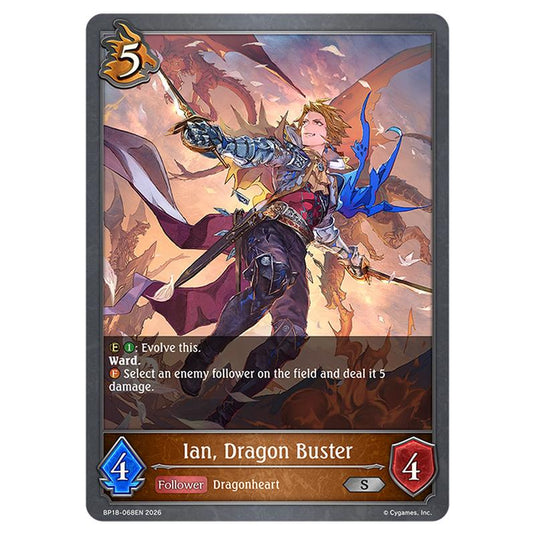 Ian, Dragon Buster BP18-068EN card from the Shadowverse: Evolve set Neometropolis