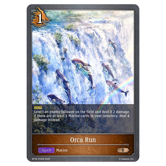 Orca Run BP18-076EN card from the Shadowverse: Evolve set Neometropolis