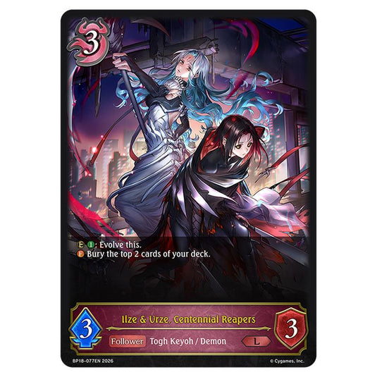 Ilze & Urze, Centennial Reapers BP18-077EN card from the Shadowverse: Evolve set Neometropolis